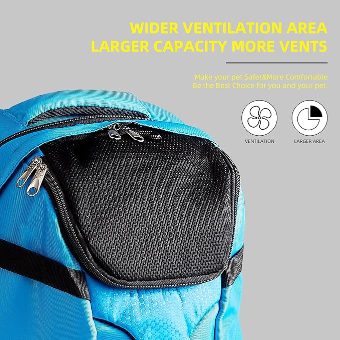 Large Pet Cat Backpack Dog Backpack for Most Dog Sizes Travel&Hiking Pet Carrier Backpack with Safety leash |large Ventilations Double-layer Structure Up to 15 LB (LIGHT BLUE)