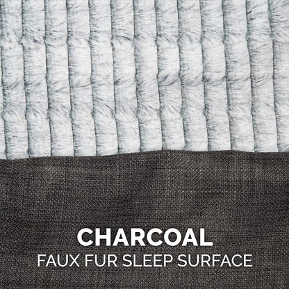 Furhaven Replacement Dog Bed Cover Luxe Faux Fur & Performance Linen Sofa-Style