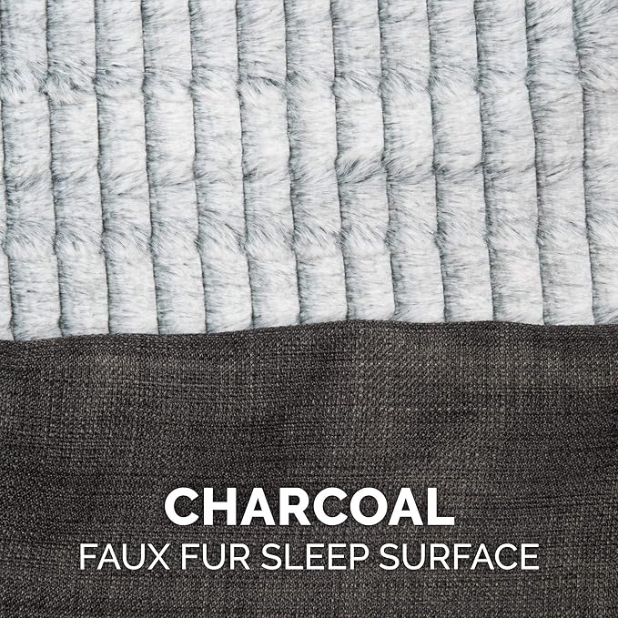 Furhaven Replacement Dog Bed Cover Luxe Faux Fur & Performance Linen Sofa-Style
