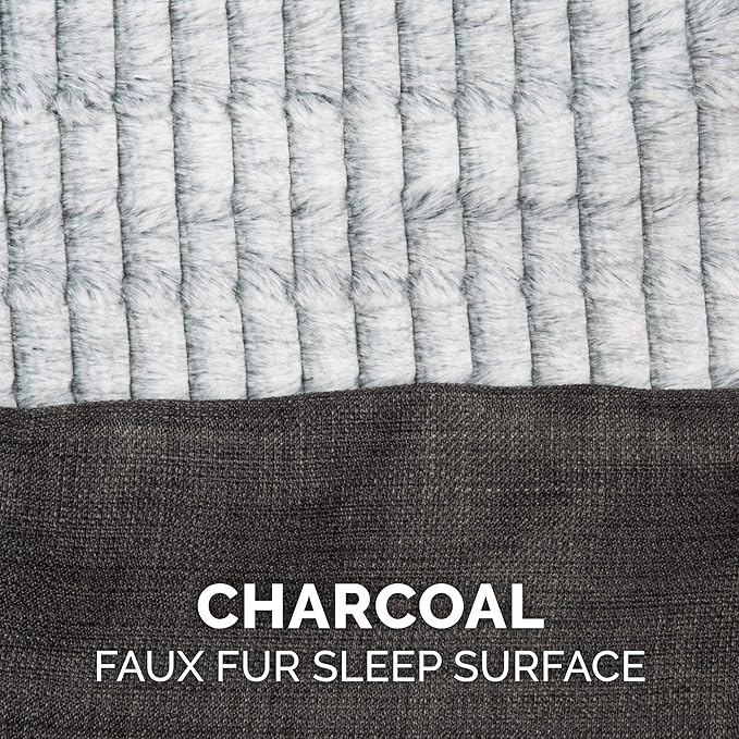 Furhaven Replacement Dog Bed Cover Luxe Faux Fur & Performance Linen Sofa-Style