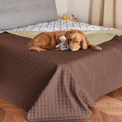 NICETOWN Pet Bed Cover Dog Bed Blanket for Sofa and Furniture Waterproof Large Dog Crate Bed, Mat Reusable Dog Pads Extra Large Puppy Pad, 1 Piece, 82" W x 102" L, Chocolate/Sand