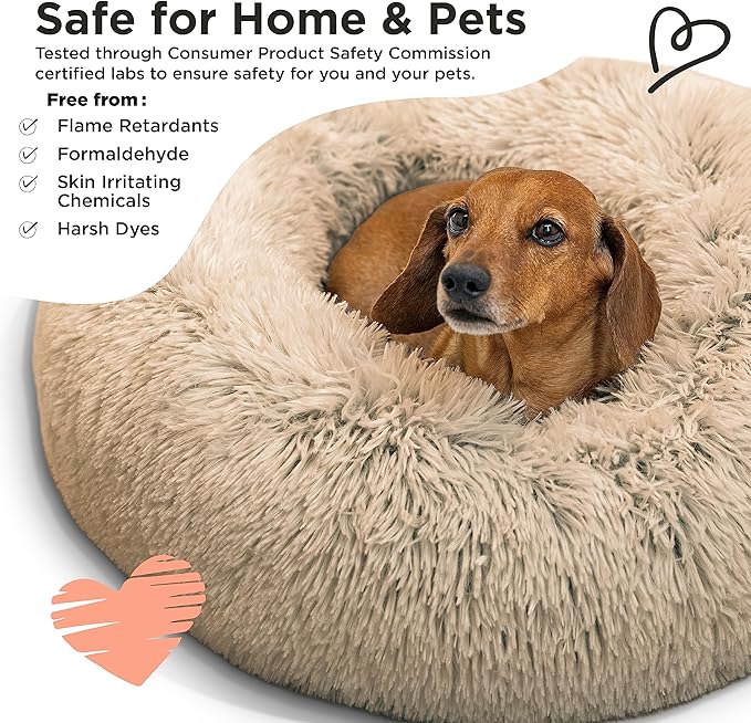 Best Friends by Sheri The Original Calming Donut Cat and Dog Bed in Shag Fur Taupe 23"