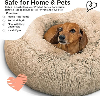 Best Friends by Sheri The Original Calming Donut Cat and Dog Bed in Shag Fur Taupe 23"