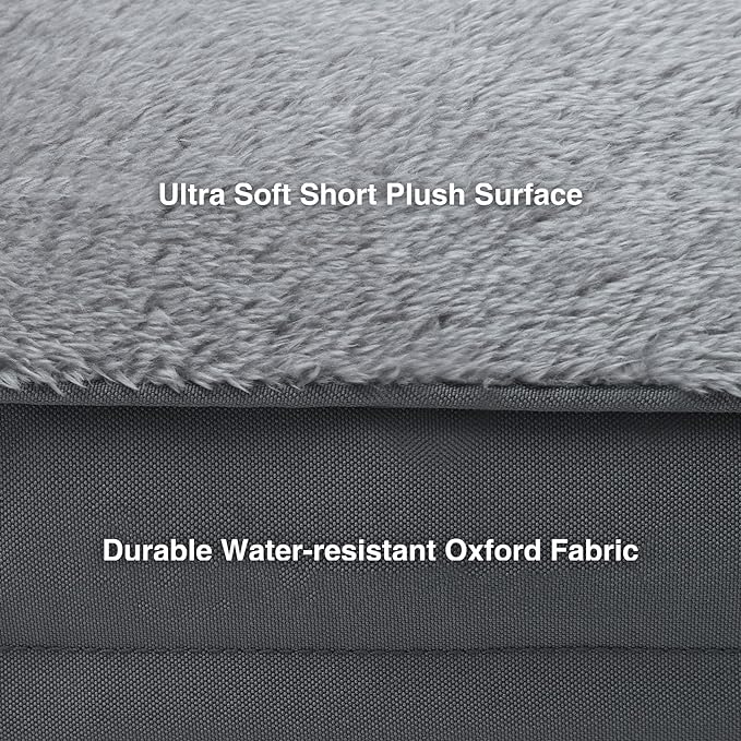 Orthopedic Dog Bed Waterproof Deluxe Plush Dog Beds with Removable Washable Cover Anti-Slip Bottom Pet Sleeping Mattress for Large 23 x 17 inch,