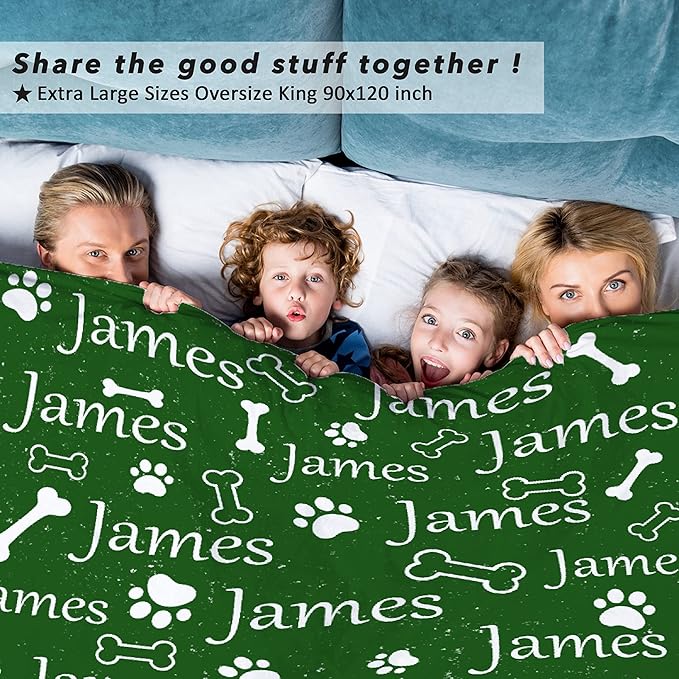 Personalized Dog Blankets Dog Paw Print Blanket Puppy Blanket 60"x50"