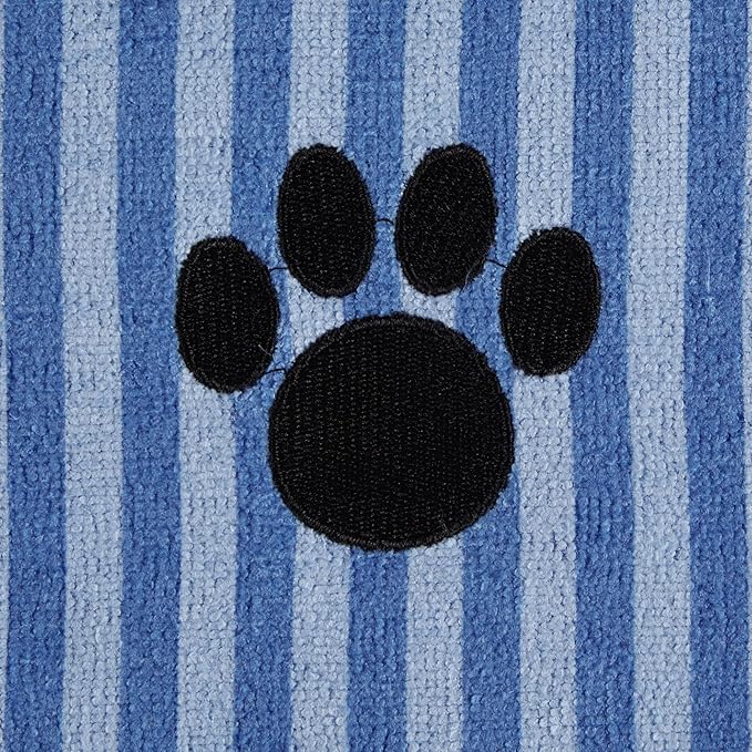 Bone Dry Pet Grooming Towel Collection Absorbent Microfiber X-Large, 41x23.5", Striped Blue