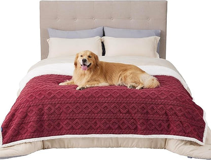 Bedsure Waterproof Dog Blankets for Large Dogs 60x80, Burgundy