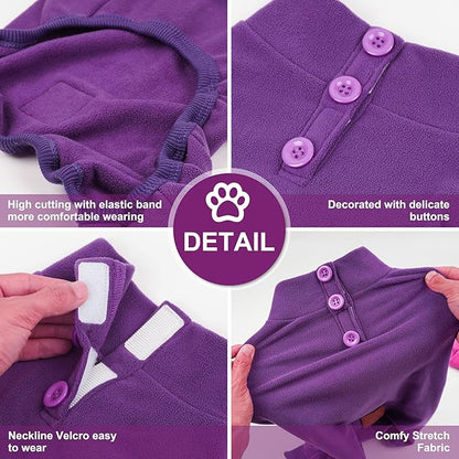 cyeollo Dog Pajamas Fleece Dog Pjs Jumpsuit Thermal Dog Onesie Girl Boy Stretchable Doggie Pet Coat Outfits for Dogs Cats Apparel