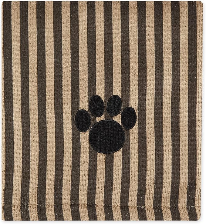 Bone Dry Pet Grooming Towel Collection Absorbent Microfiber X-Large, 41x23.5", Striped Brown