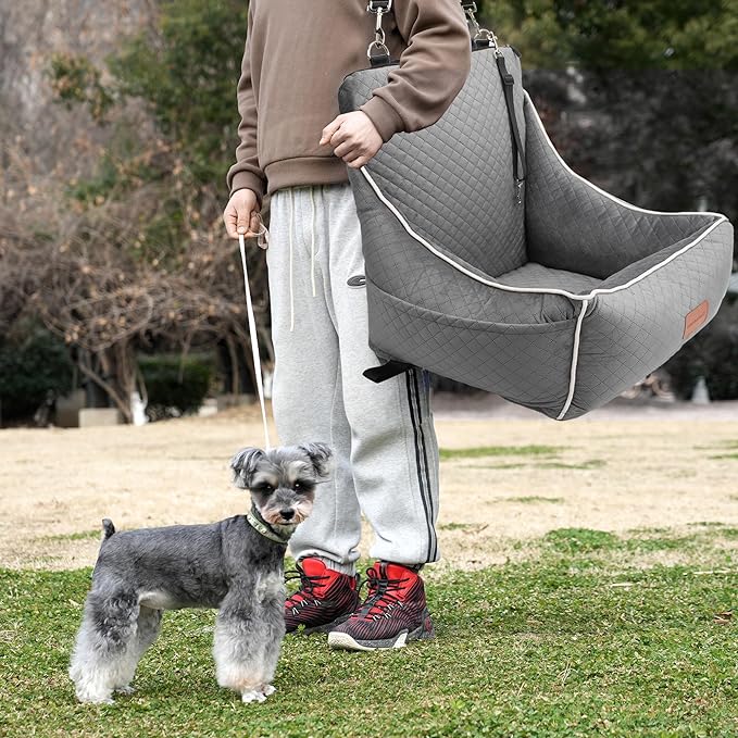 Dog Car Seat for Small/Medium Dogs 35lbs（Grey）