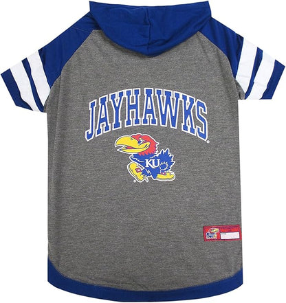 Pets First NCAA Kansas Jayhawks Hoodie for Dogs & Cats, Small. | Collegiate Licensed Dog Hoody Tee Shirt | Sports Hoody T-Shirt for Pets | College Sporty Dog Hoodie Shirt