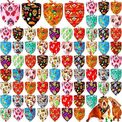 100 Pcs Dog Bandanas Bulk Cinco De Mayo