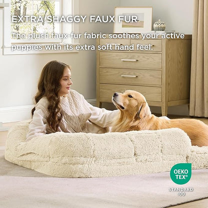 Bedsure Foldable Human Dog Bed for People Adults 2 in 1 Calming