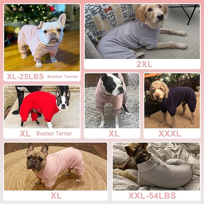 cyeollo Dog Pajamas Fleece Dog Pjs for Medium Dogs Onesie Stretchy Warm Winter Dog Cold Weather Coat Clothes Doggie Jumpsuit Dog Pajamas Outfits