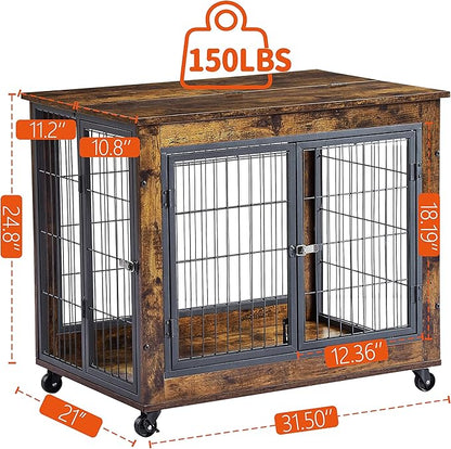 NicBex Dog Crate Furniture Dog Cage with 3 Doors and Lift Top