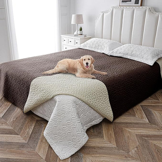 Waterproof Dog Blanket, Washable Anti-Slip Pet Couch Covers for Sofa,Pet Hair Resistant Blankets Bed Chair Furniture Couch Protector for Dogs-82x82,Chocolate