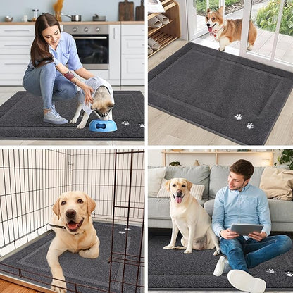 BEQHAUSE Dog Door Mat for Muddy Paws Dirt Trapper Absorbent Mud Mat for Dogs Non-Slip Washable Entryway Rug Low-Profile Soft Indoor Door Mats for Muddy Wet Shoes and Paws 32"x48"