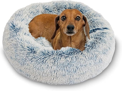 Best Friends by Sheri The Original Calming Donut Cat and Dog Bed in Shag Fur Denim 23"