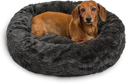 Best Friends by Sheri The Original Calming Donut Cat and Dog Bed in Lux Fur Charcoal Mink 23"