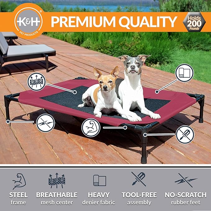 K&H Pet Products Cooling Elevated Dog Bed Outdoor Raised Dog Bed with Washable Breathable Mesh