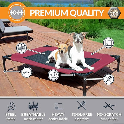 K&H Pet Products Cooling Elevated Dog Bed Outdoor Raised Dog Bed with Washable Breathable Mesh