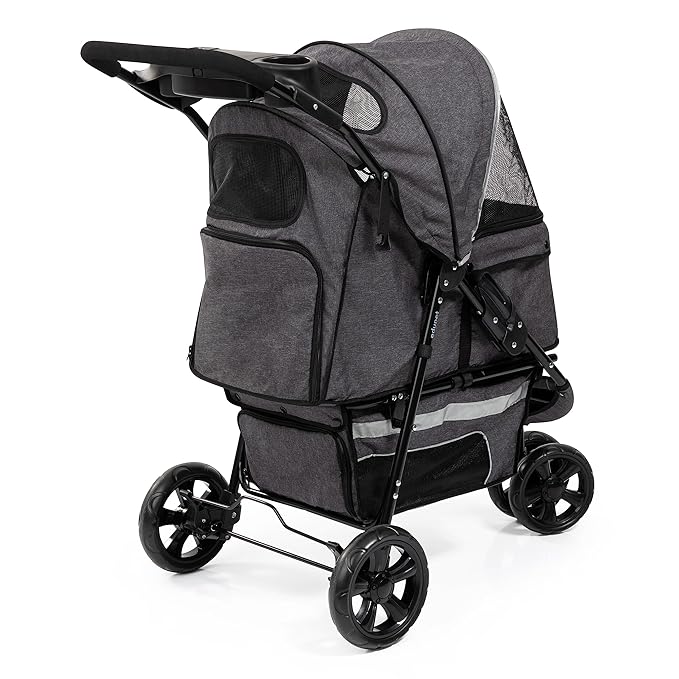 Pet Stroller: Grey & Black 55 lb 4 Swivel