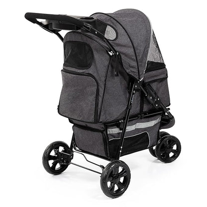 Pet Stroller: Grey & Black 55 lb 4 Swivel