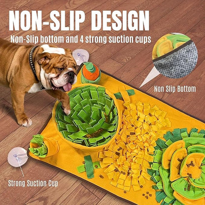 Snuffle Mat for Dogs, Cats and Small Pets, 34"X 19" Large Dog Snuffle Mat with Squeaky Plush Carrot Toy, Interactive Dog Puzzle Mat for Mental Stimulation and Boredom Buster…