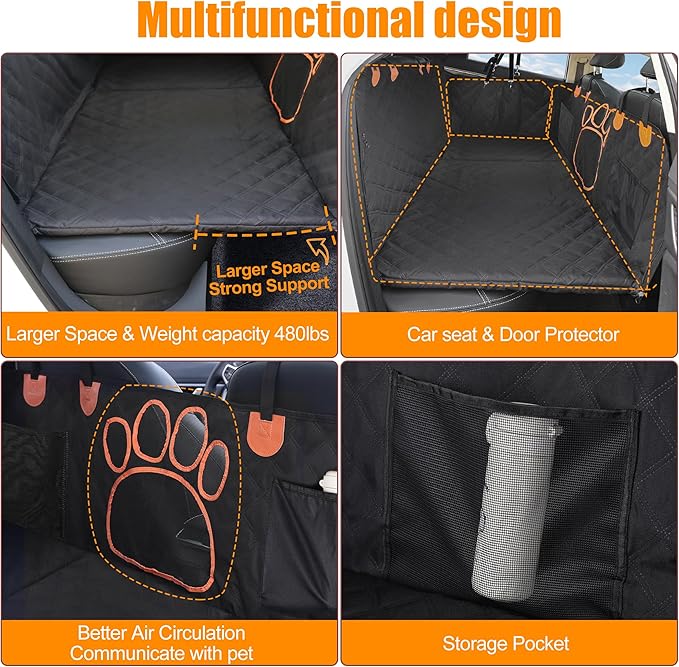 2024 Upgraded Dog Car Seat Cover 480lbs), Supports 4 Dogs