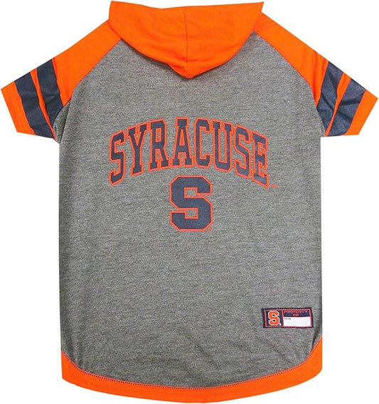 NCAA Syracuse Orange Hoodie for Dogs & Cats, Small Collegiate Licensed Dog Hoody Tee Shirt. Sports Hoody T-Shirt for Pets. College Sporty Dog Hoodie Shirt.