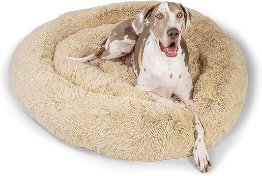 Best Friends by Sheri The Original Calming Donut Shag 2XL Dog Bed for Big Dogs 54"