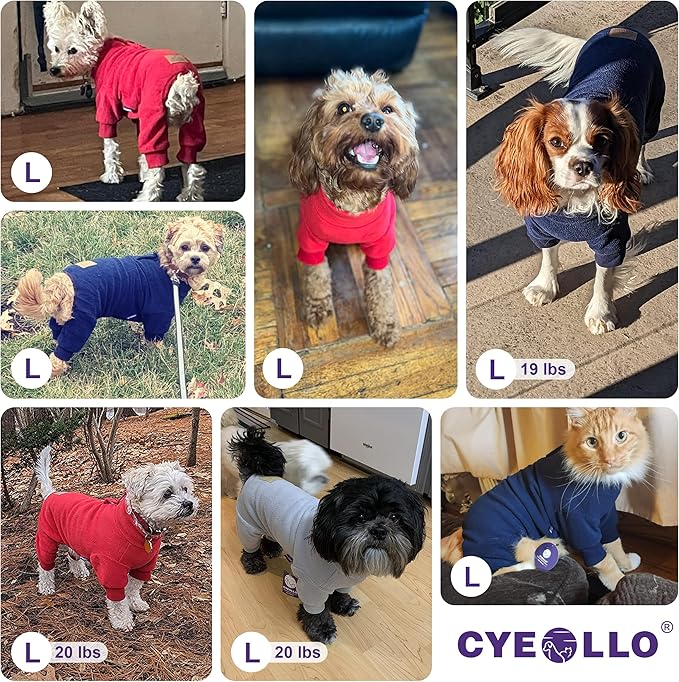 cyeollo Dog Pajamas Turtleneck Thermal Dog Pjs Fleece