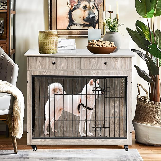 NicBex Dog Crate Furniture 38.4" L