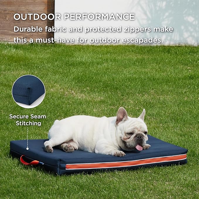 Bedsure Chewproof Durable Outdoor Waterproof Dog Bed with Heavy Duty Cover (30"x20", Navy