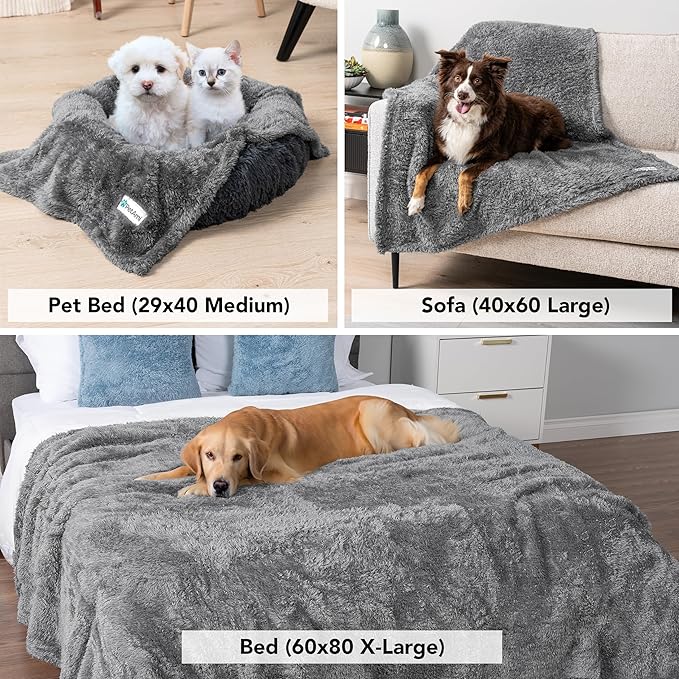 PetAmi Dog Blanket for Large Medium Dogs Grey 40x60