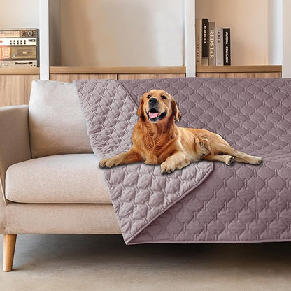 gogobunny 100% Double Sided Waterproof Dog Blanket Soft Pet Bed Cover Reversible Protect Furniture Couch Sofa Car for Puppy Large Dog Cat (Dark Sea Fog/Light Sea Fog 52x82 Inch 1))