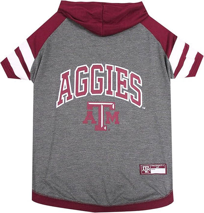 NCAA Texas A&M Aggies Hoodie for Dogs & Cats, X-Small Collegiate Licensed Dog Hoody Tee Shirt. Sports Hoody T-Shirt for Pets. College Sporty Dog Hoodie Shirt.