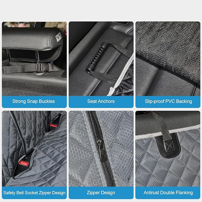 Grey Dog Car Seat Cover for Back Seat X-Large