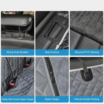 Grey Dog Car Seat Cover for Back Seat X-Large