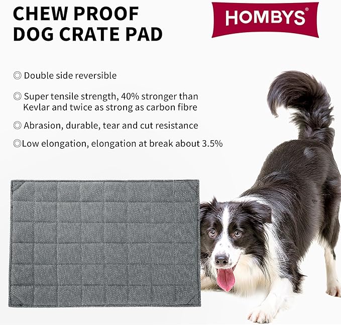 HOMBYS Chew Proof Dog Crate Bed Mat 18"x29" Indestructible