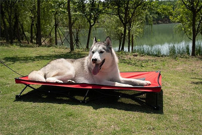 YEP HHO 47 Inches Long Elevated Folding Pet Bed Cot Travel Portable Breathable Cooling Textilene Mesh Sleeping Dog Bed (47 Inch (Pack of 1), Red)