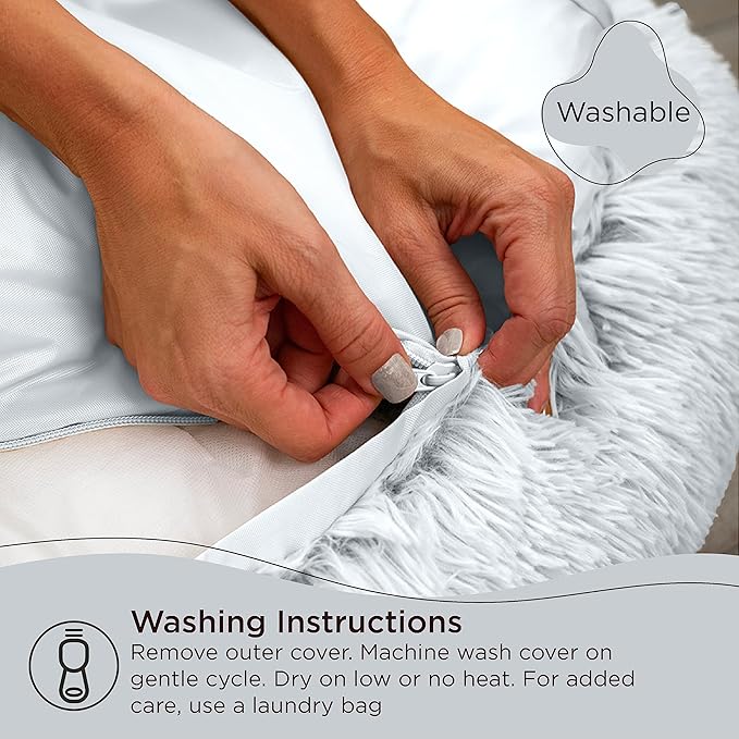 Best Friends by Sheri The Original Calming Donut Cat and Dog Bed in Shag Fur Baby Blue 36"