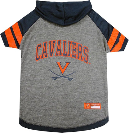 NCAA Virginia Cavaliers Hoodie for Dogs & Cats, Large Collegiate Licensed Dog Hoody Tee Shirt. Sports Hoody T-Shirt for Pets. College Sporty Dog Hoodie Shirt.