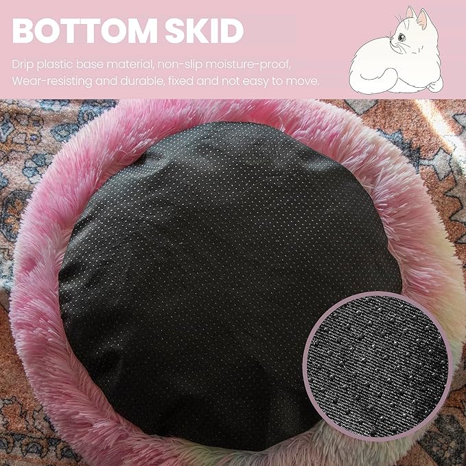 Cat Bed Round Fluffy Hooded Cat Bed Cave