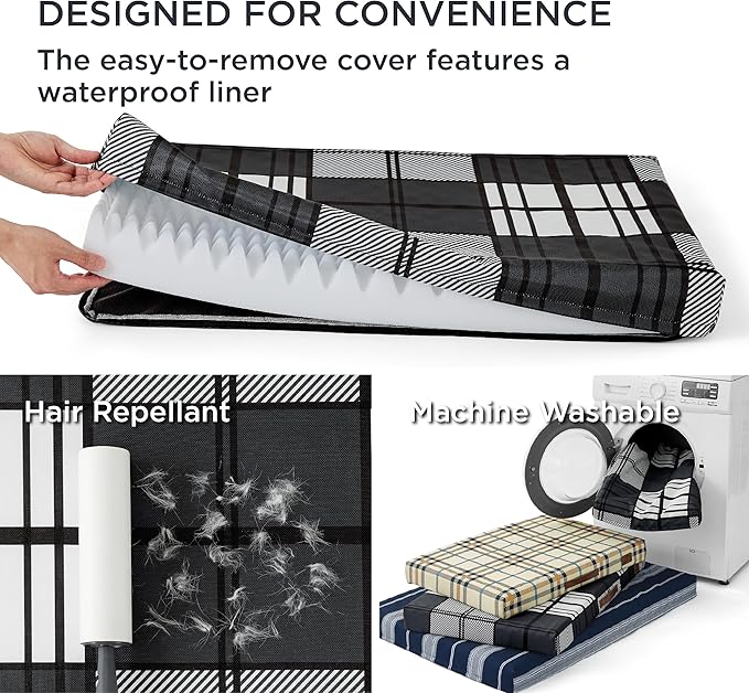 Bedsure Large Patterned Dog Bed for Large Dogs Cover(35"x22", Black)