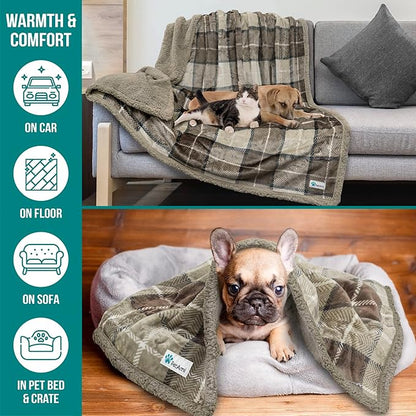 PetAmi WATERPROOF Dog Blanket for Medium Large Dog 60x40 Plaid