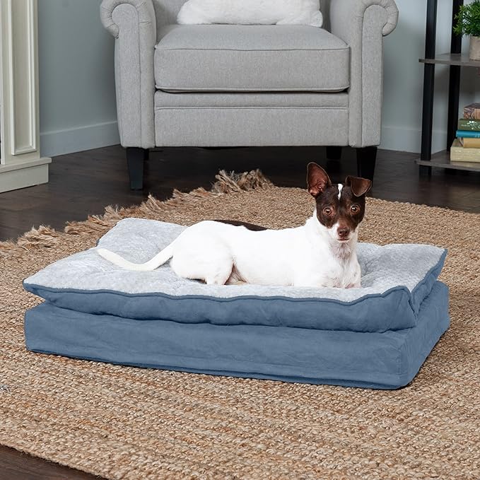 Furhaven Orthopedic Dog Bed for Medium/Small Dogs w/ Pillow Cushion Top & Removable Washable Cover 35 lbs
