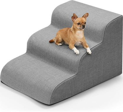 Gimars Extra Wide Sturdy 30D High Density Foam Dog Stairs for High Beds
