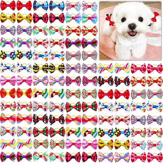 100pcs Pet Dog Bows 1.37x0.98 inch,
