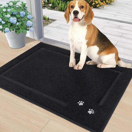 BEQHAUSE Dog Door Mat for Muddy Paws Dirt Trapper Absorbent Entryway Rug Non-Slip Washable Dog Mat Low-Profile Indoor Door Mats Soft Welcome Mat for Muddy Wet Shoes and Paws 20"x32"